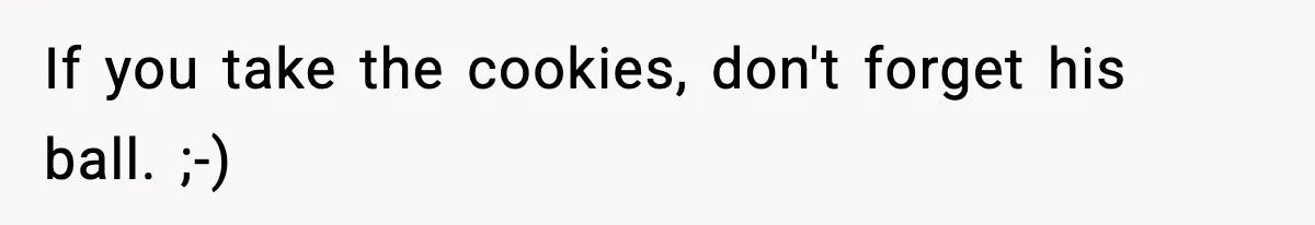 If you take the cookies, don't forget his ball. ;-)