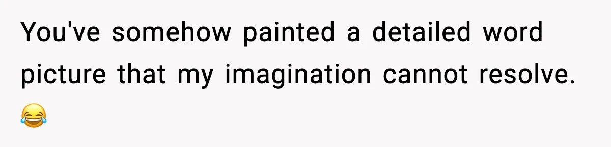 You've somehow painted a detailed word picture that my imagination cannot resolve. 😂