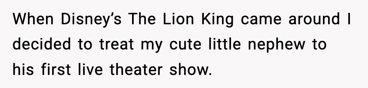 When Disney’s The Lion King came around I decided to treat my cute little nephew to his first live theater show.