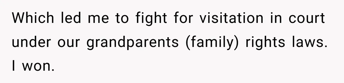 Which led me to fight for visitation in court under our grandparents (family) rights laws. I won.