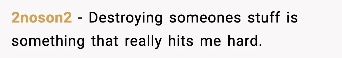 2noson2 − Destroying someones stuff is something that really hits me hard.