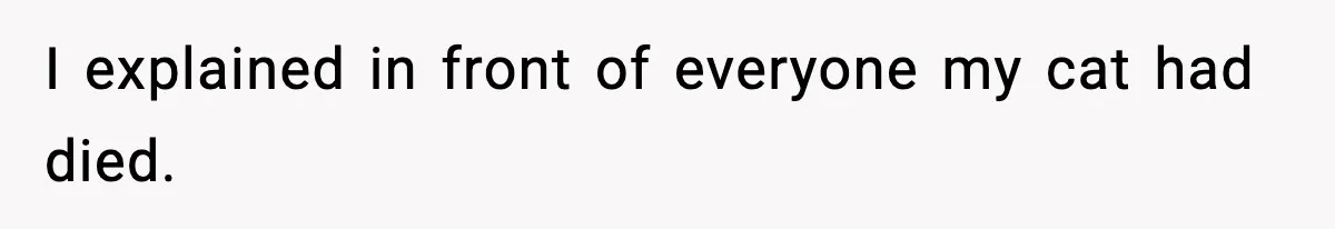 I explained in front of everyone my cat had died.