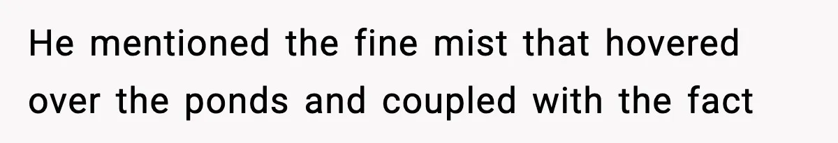 He mentioned the fine mist that hovered over the ponds and coupled with the fact