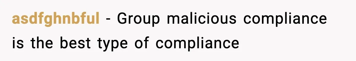 asdfghnbful − Group malicious compliance is the best type of compliance