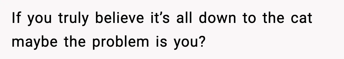 If you truly believe it’s all down to the cat maybe the problem is you?
