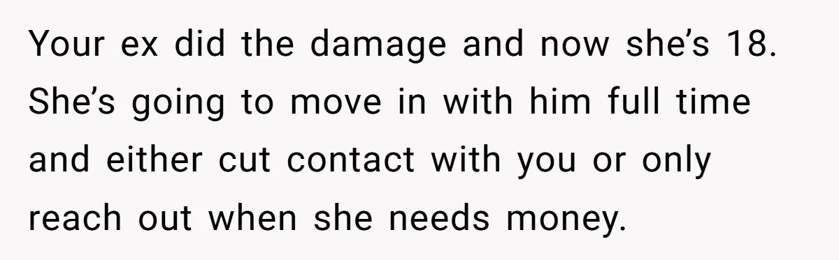 Mom Cancels Daughter's Hard-Earned Dream Vacation After Discovering Her Reason For Dropping Best Friend Your ex did the damage and now she’s 18. She’s going to move in with him full time and either cut contact with you or only reach out when she...