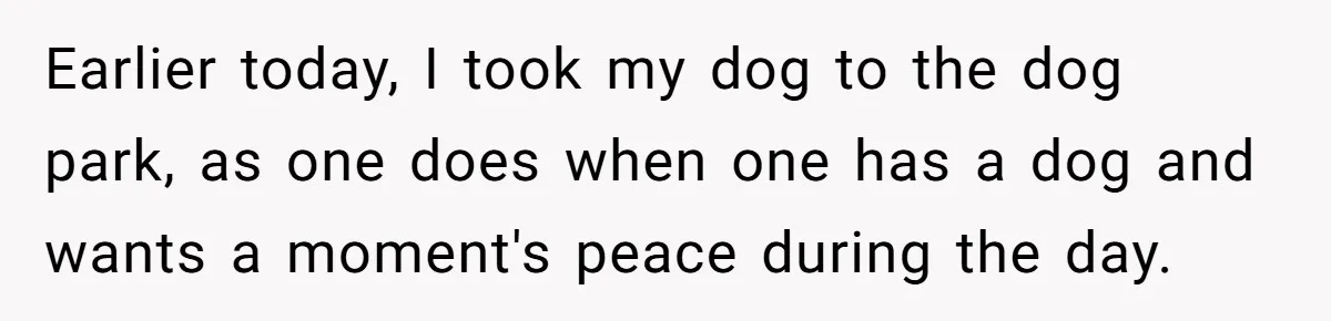 Earlier today, I took my dog to the dog park, as one does when one has a dog and wants a moment's peace during the day.