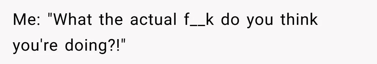 Me: "What the actual f__k do you think you're doing?!"