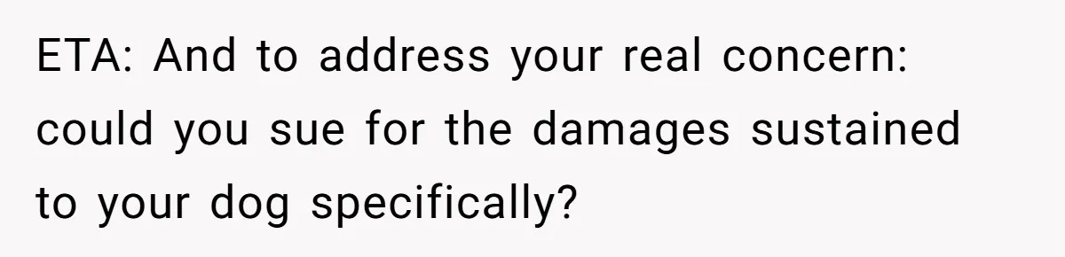 ETA: And to address your real concern: could you sue for the damages sustained to your dog specifically?