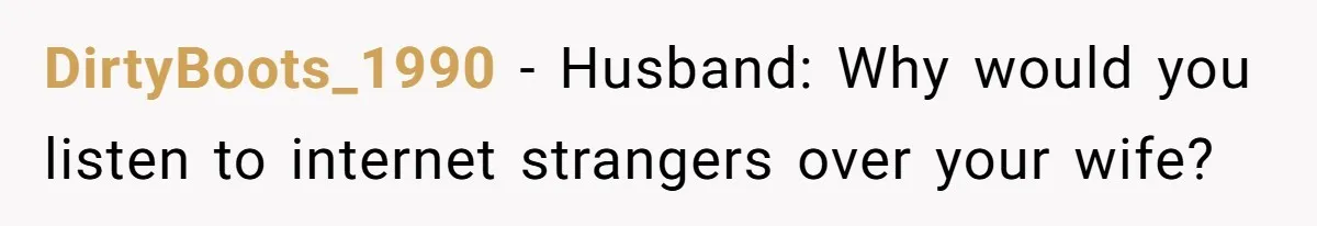 Husband Won’t Stop Pantsing Wife, She Turns To Internet… Then Files For Divorce DirtyBoots_1990 − Husband: Why would you listen to internet strangers over your wife?