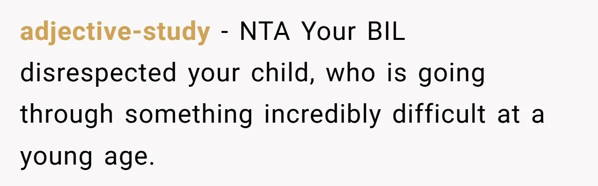 adjective-study − NTA Your BIL disrespected your child, who is going through something incredibly difficult at a young age.