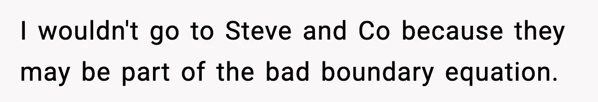 I wouldn't go to Steve and Co because they may be part of the bad boundary equation.