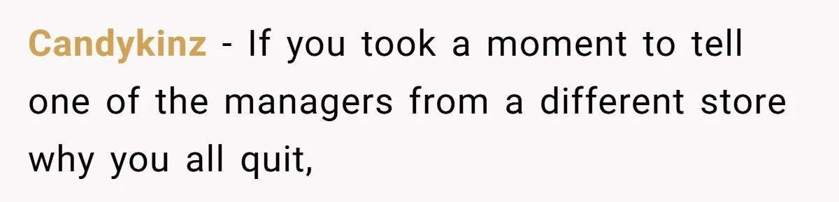 Candykinz − If you took a moment to tell one of the managers from a different store why you all quit,