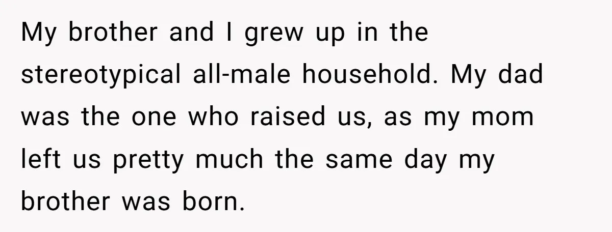 My brother and I grew up in the stereotypical all-male household. My dad was the one who raised us, as my mom left us pretty much the same day my...