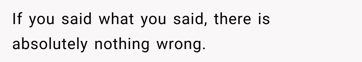 If you said what you said, there is absolutely nothing wrong.