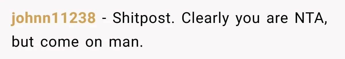 johnn11238 − Shitpost. Clearly you are NTA, but come on man.