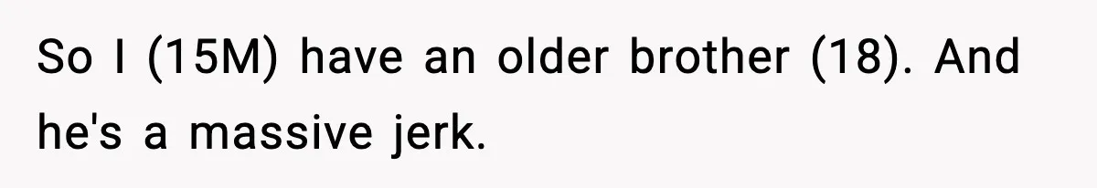 So I (15M) have an older brother (18). And he's a massive jerk.