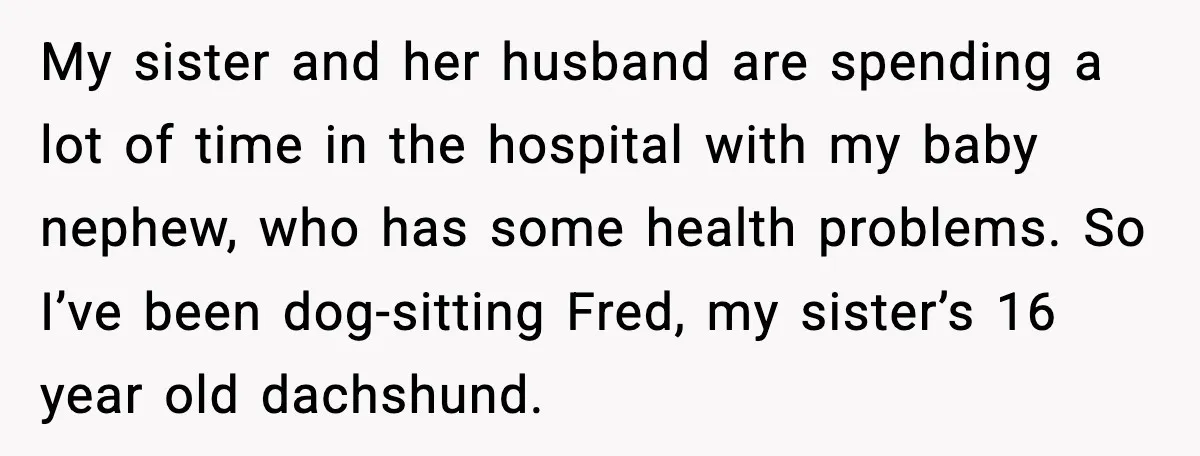 My sister and her husband are spending a lot of time in the hospital with my baby nephew, who has some health problems. So I’ve been dog-sitting Fred, my sister’s...