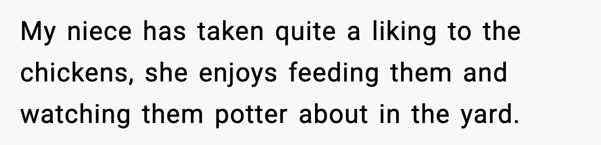 My niece has taken quite a liking to the chickens, she enjoys feeding them and watching them potter about in the yard.