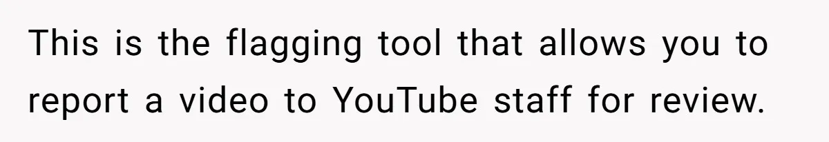 This is the flagging tool that allows you to report a video to YouTube staff for review.
