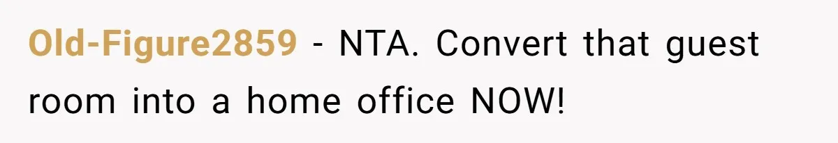 Old-Figure2859 − NTA. Convert that guest room into a home office NOW!
