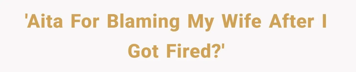 'AITA For blaming my wife after I got fired?'