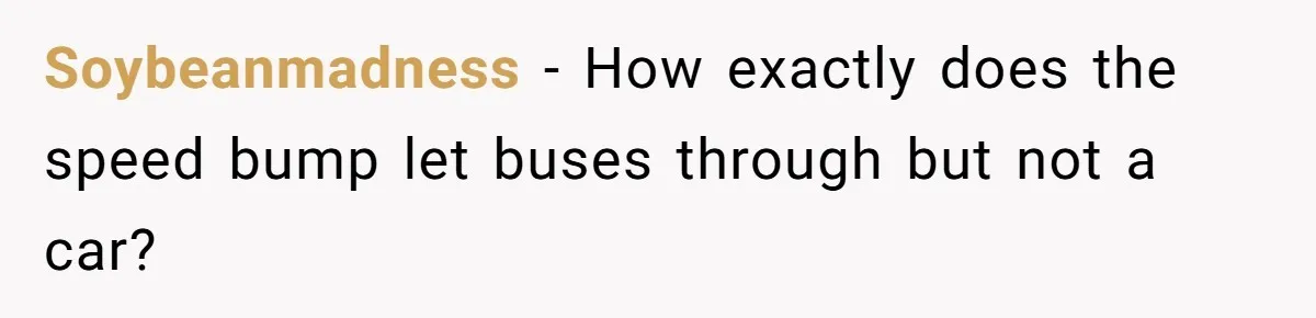 Soybeanmadness − How exactly does the speed bump let buses through but not a car?