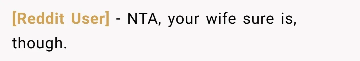 [Reddit User] − NTA, your wife sure is, though.
