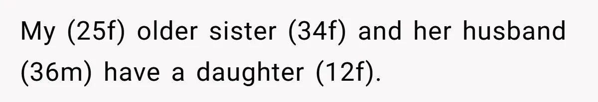 My (25f) older sister (34f) and her husband (36m) have a daughter (12f).