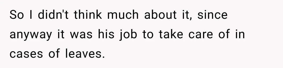 So I didn't think much about it, since anyway it was his job to take care of in cases of leaves.