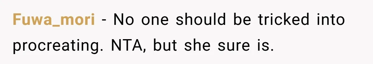 Fuwa_mori − No one should be tricked into procreating. NTA, but she sure is.
