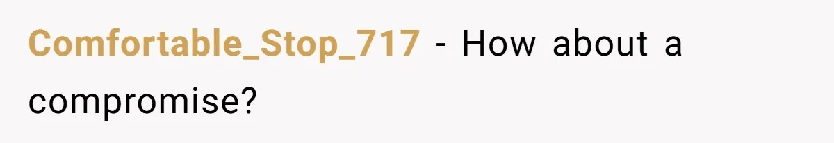 Comfortable_Stop_717 − How about a compromise?