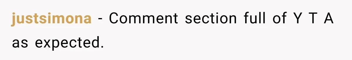 justsimona − Comment section full of Y T A as expected.