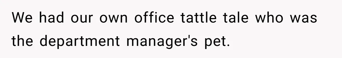 We had our own office tattle tale who was the department manager's pet.