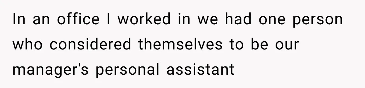 In an office I worked in we had one person who considered themselves to be our manager's personal assistant