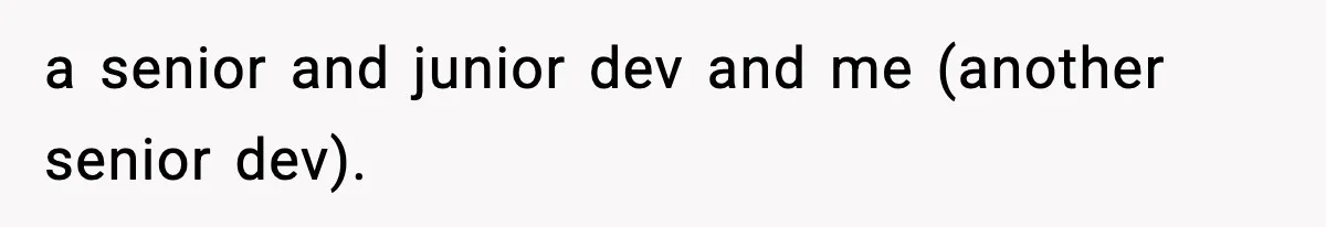 a senior and junior dev and me (another senior dev).