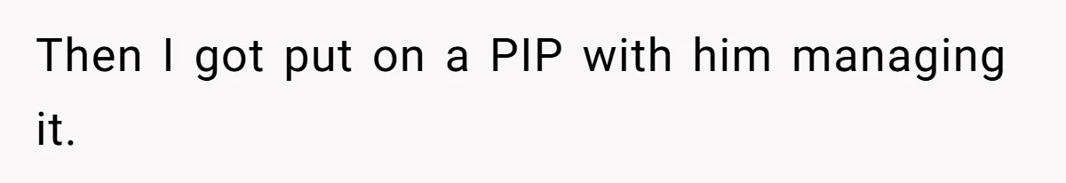 Then I got put on a PIP with him managing it.