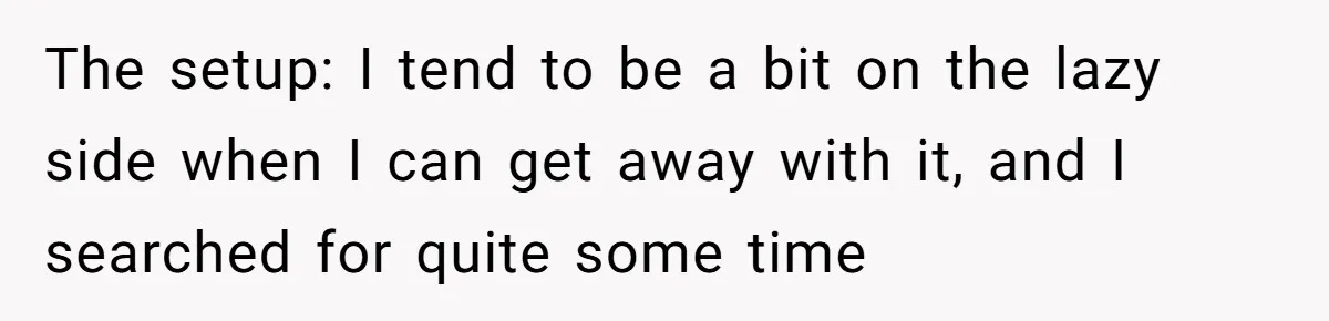 The setup: I tend to be a bit on the lazy side when I can get away with it, and I searched for quite some time