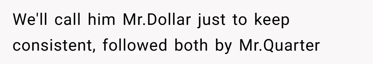 We'll call him Mr.Dollar just to keep consistent, followed both by Mr.Quarter