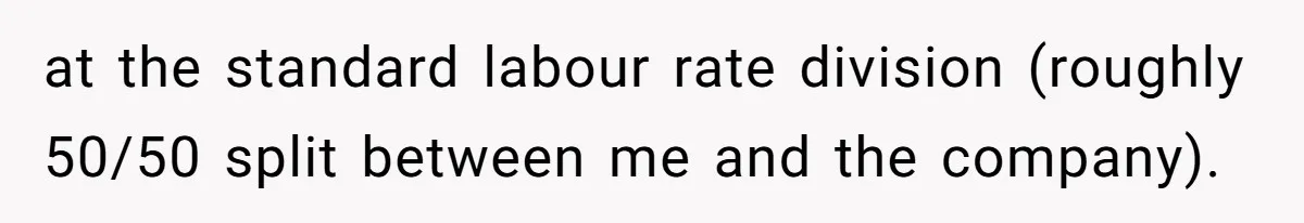at the standard labour rate division (roughly 50/50 split between me and the company).