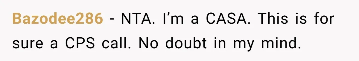 Bazodee286 − NTA. I’m a CASA. This is for sure a CPS call. No doubt in my mind.