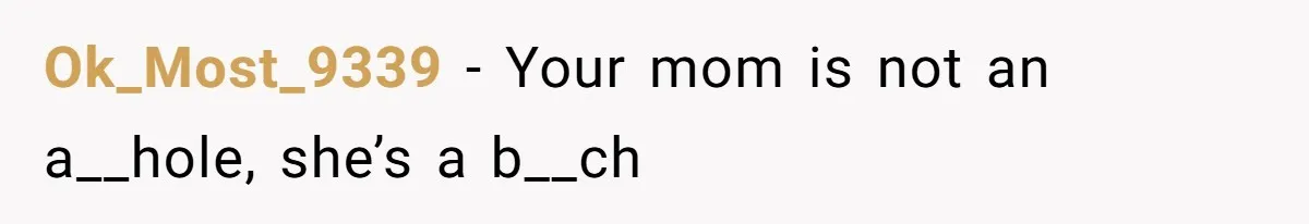 Ok_Most_9339 − Your mom is not an a__hole, she’s a b__ch