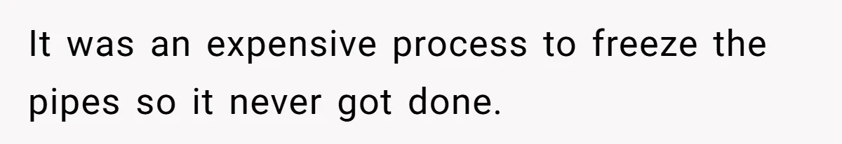 It was an expensive process to freeze the pipes so it never got done.