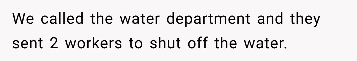 We called the water department and they sent 2 workers to shut off the water.
