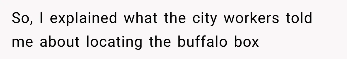 So, I explained what the city workers told me about locating the buffalo box