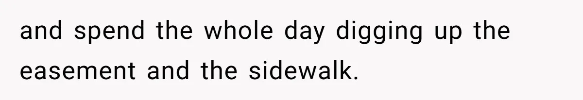 and spend the whole day digging up the easement and the sidewalk.