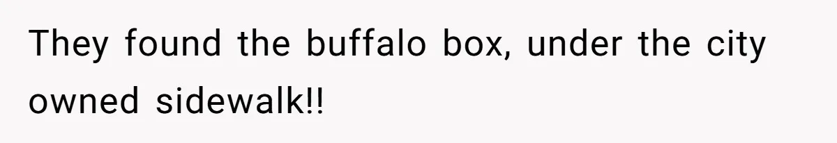 They found the buffalo box, under the city owned sidewalk!!