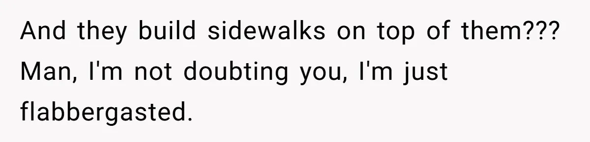 And they build sidewalks on top of them??? Man, I'm not doubting you, I'm just flabbergasted.