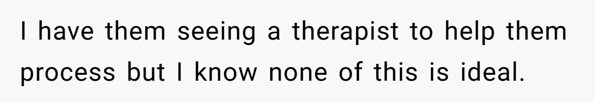 I have them seeing a therapist to help them process but I know none of this is ideal.