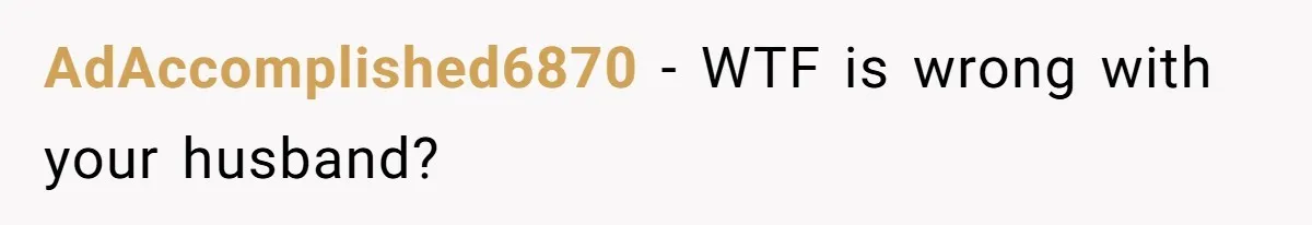 AdAccomplished6870 − WTF is wrong with your husband?